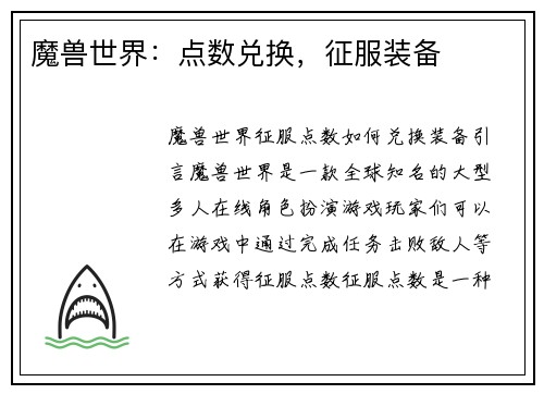 魔兽世界：点数兑换，征服装备